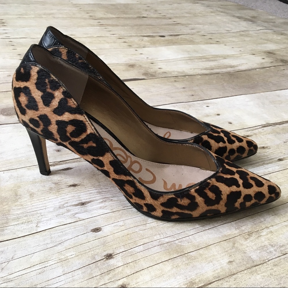 SAM EDELMAN Leopard Print Calf Hair Pumps Heels